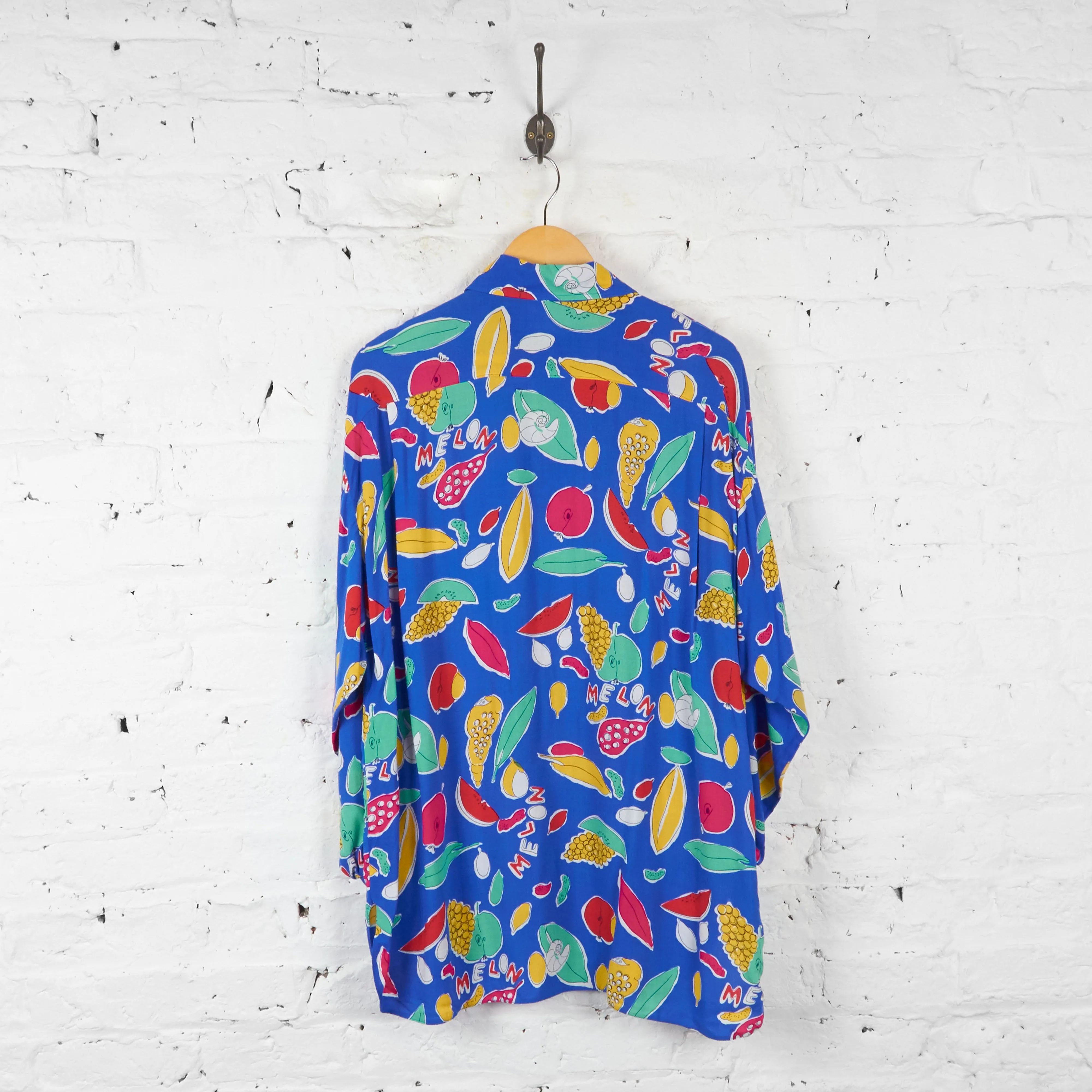 Womens Melons Fruit Shirt Blouse - Blue - Womens XL
