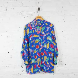 Womens Melons Fruit Shirt Blouse - Blue - Womens XL