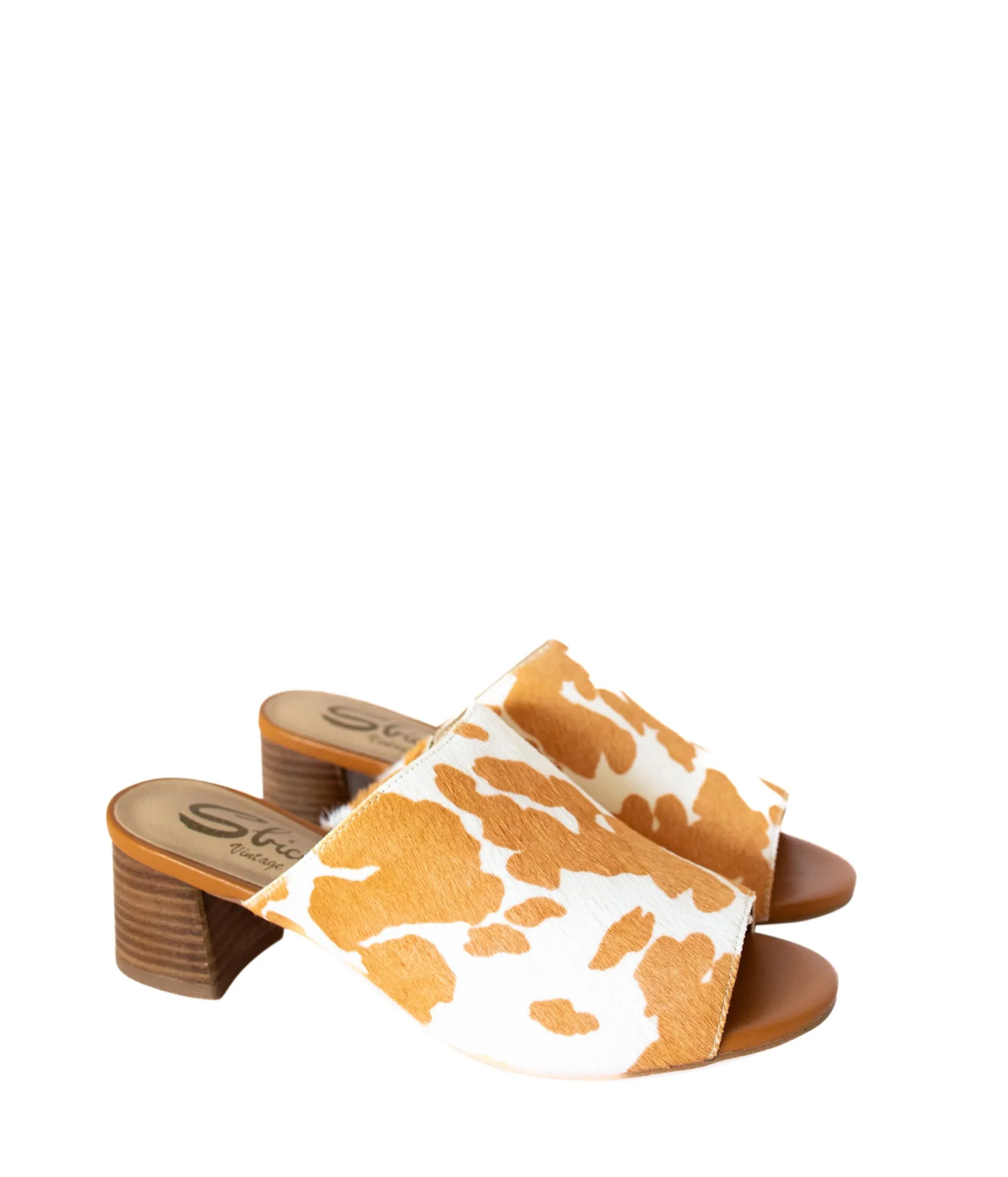 Women's Richwood Peeptoe Tan and White Cowhide Slide