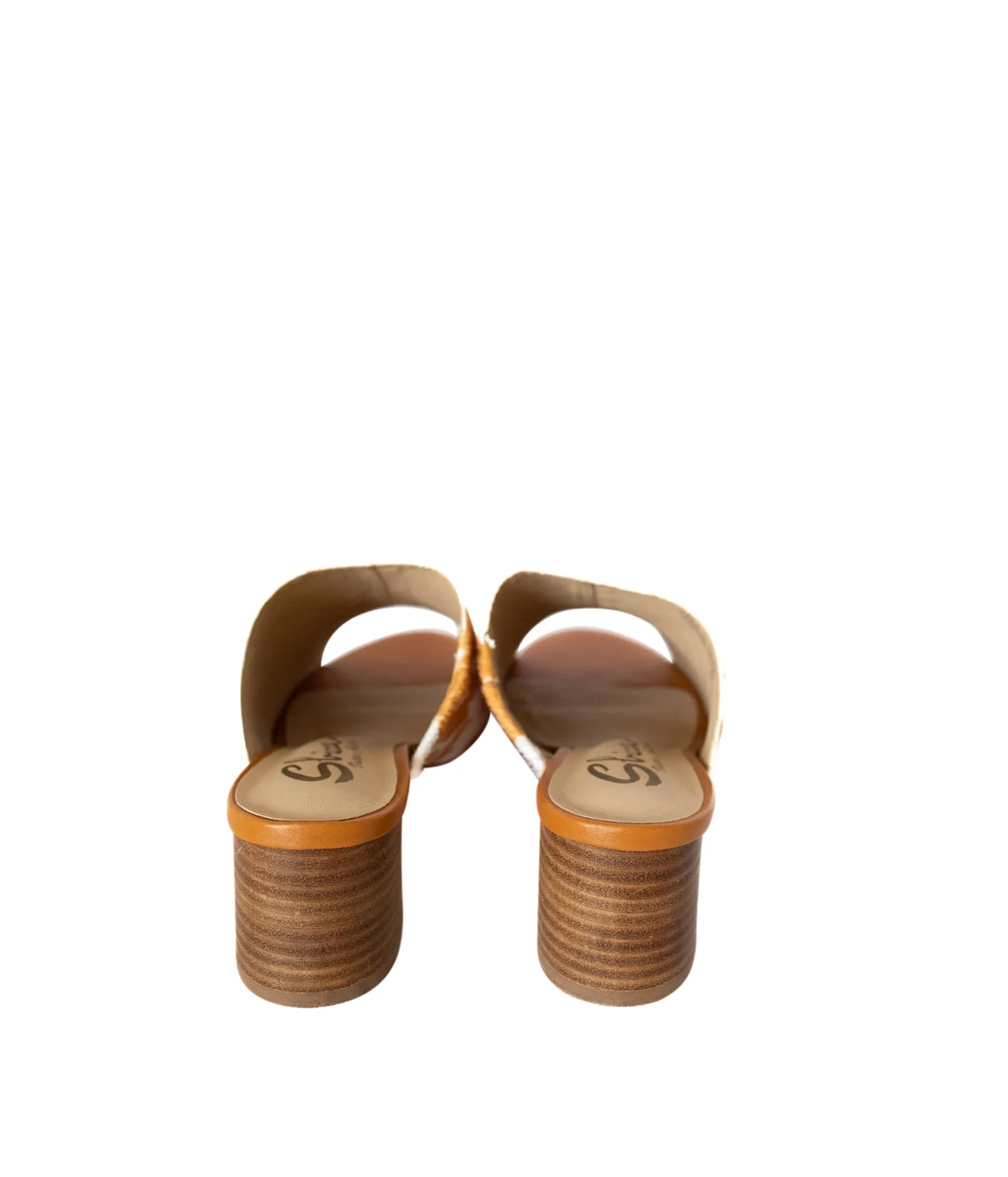 Women's Richwood Peeptoe Tan and White Cowhide Slide