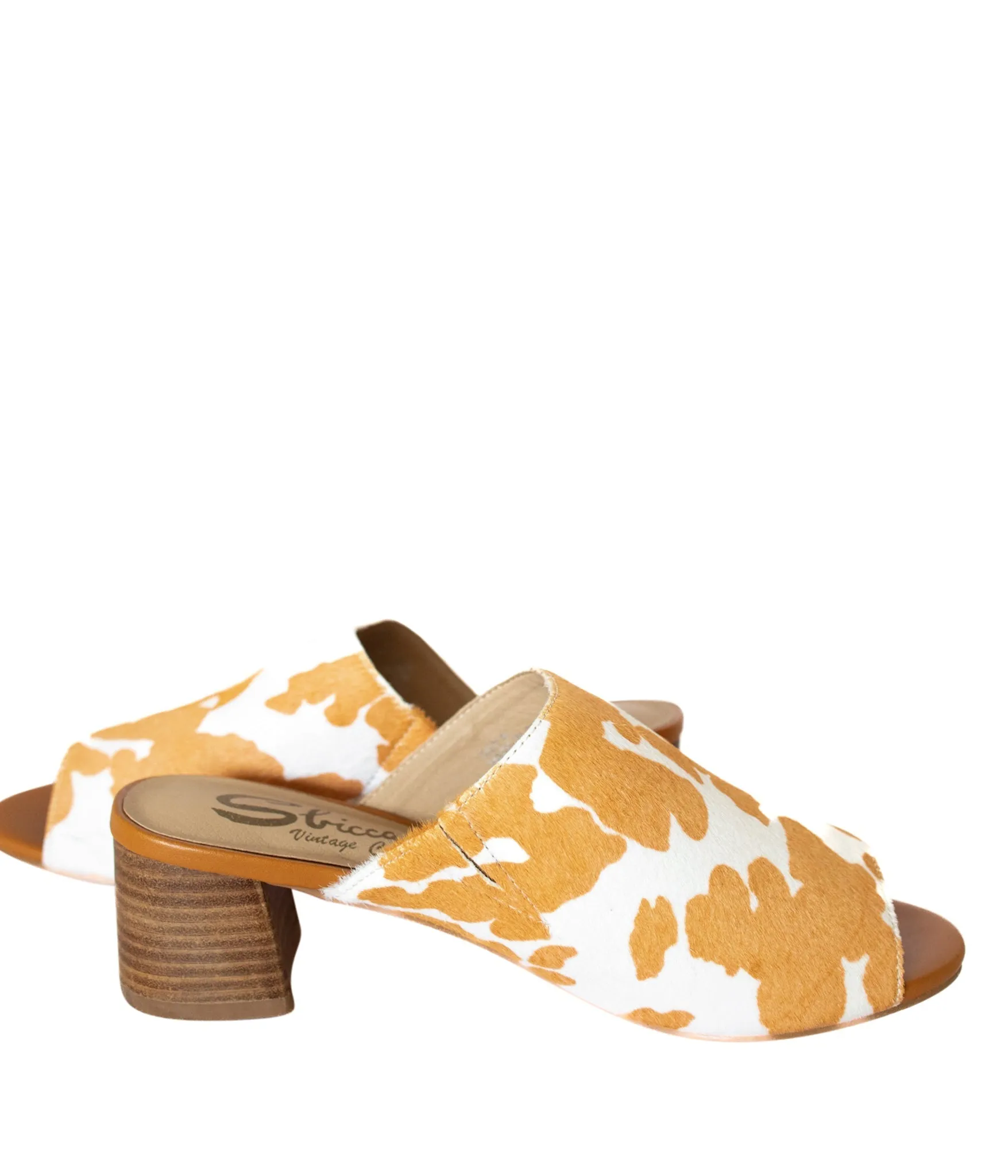 Women's Richwood Peeptoe Tan and White Cowhide Slide