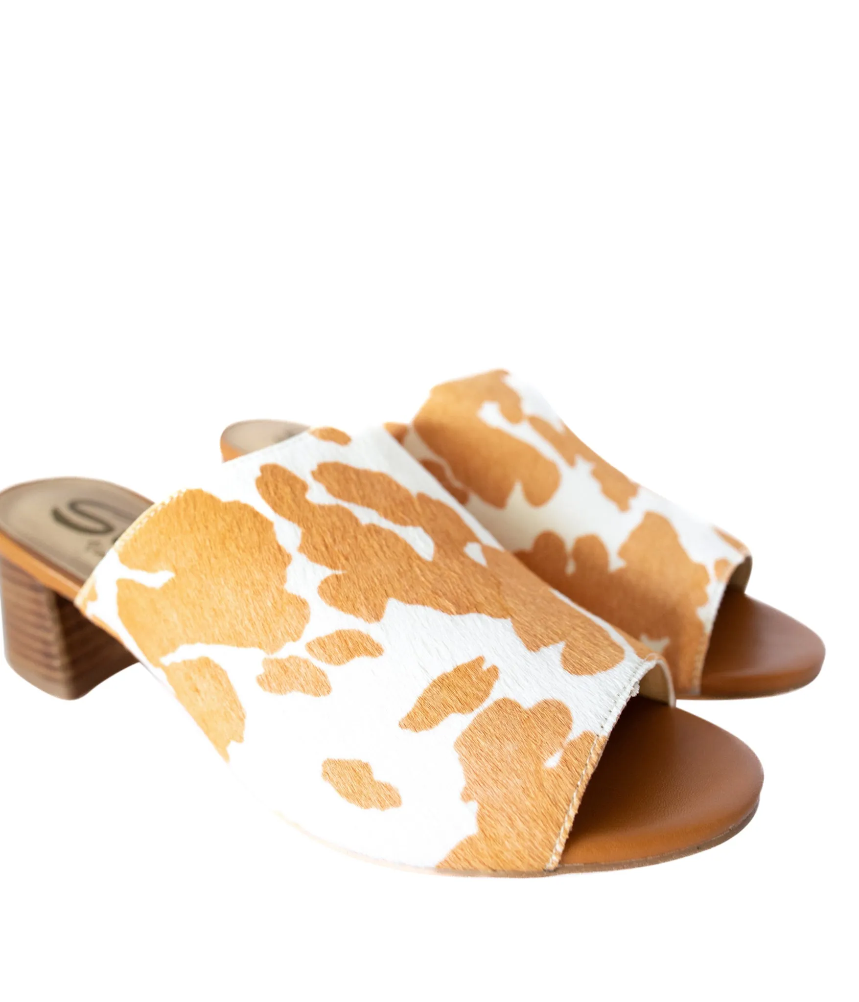 Women's Richwood Peeptoe Tan and White Cowhide Slide