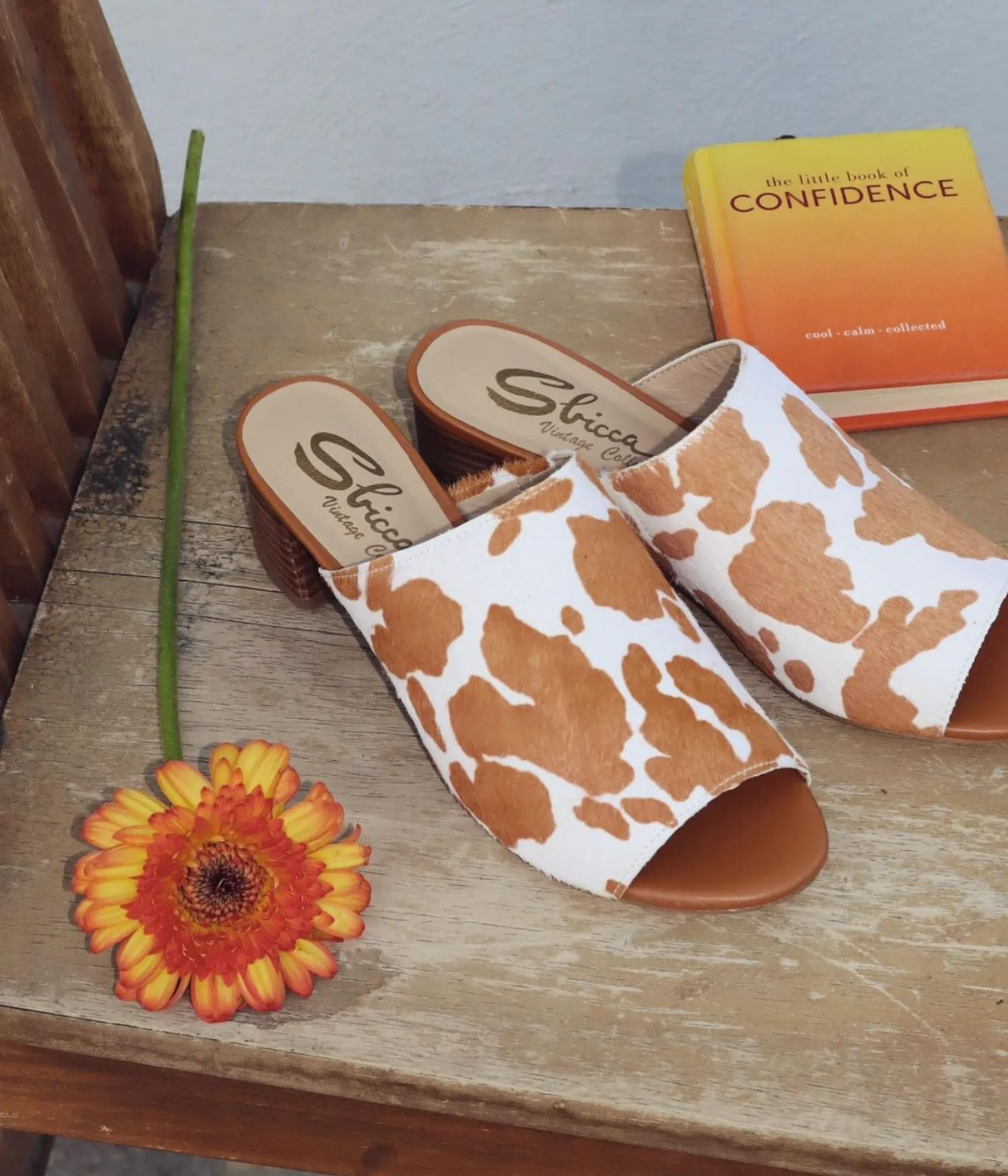Women's Richwood Peeptoe Tan and White Cowhide Slide
