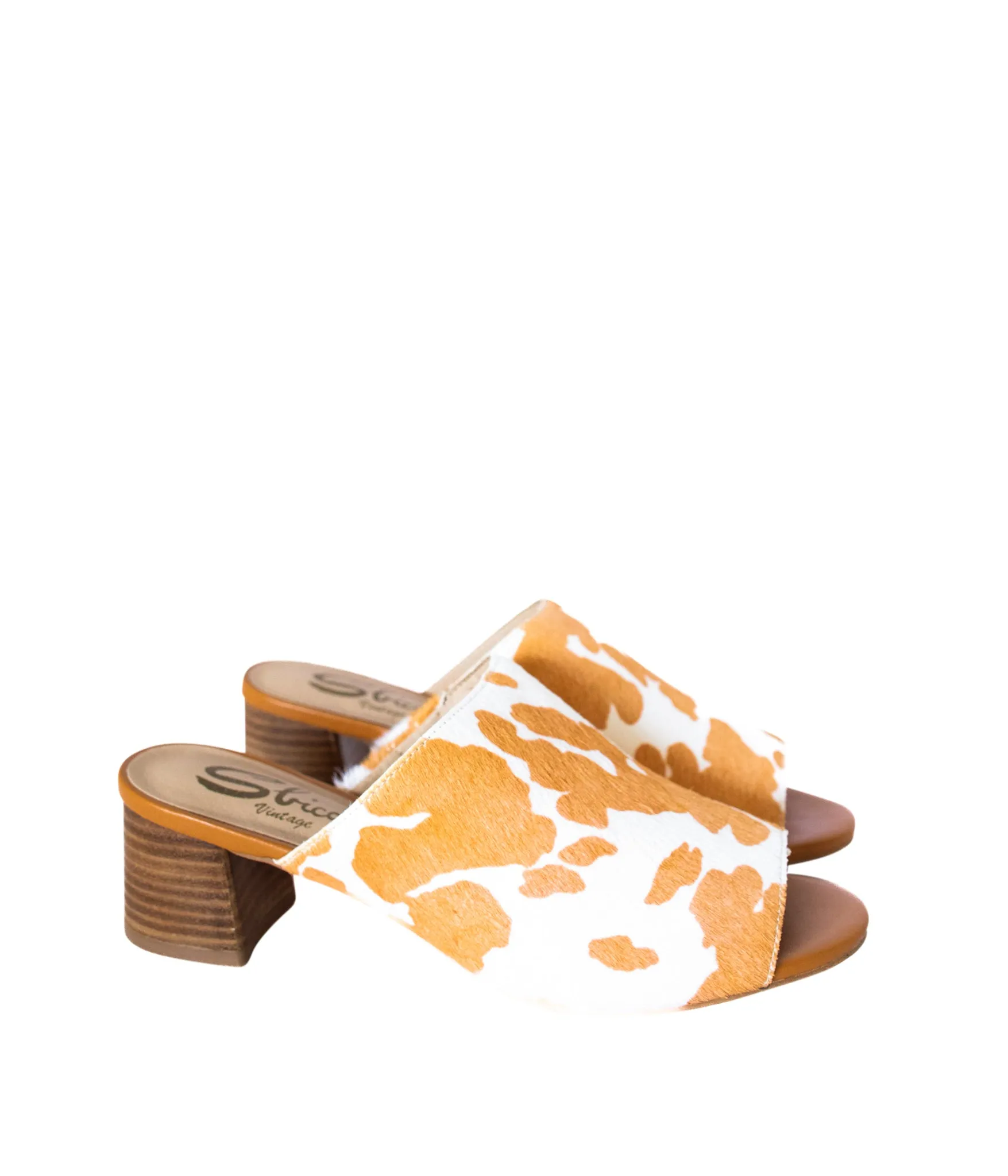 Women's Richwood Peeptoe Tan and White Cowhide Slide