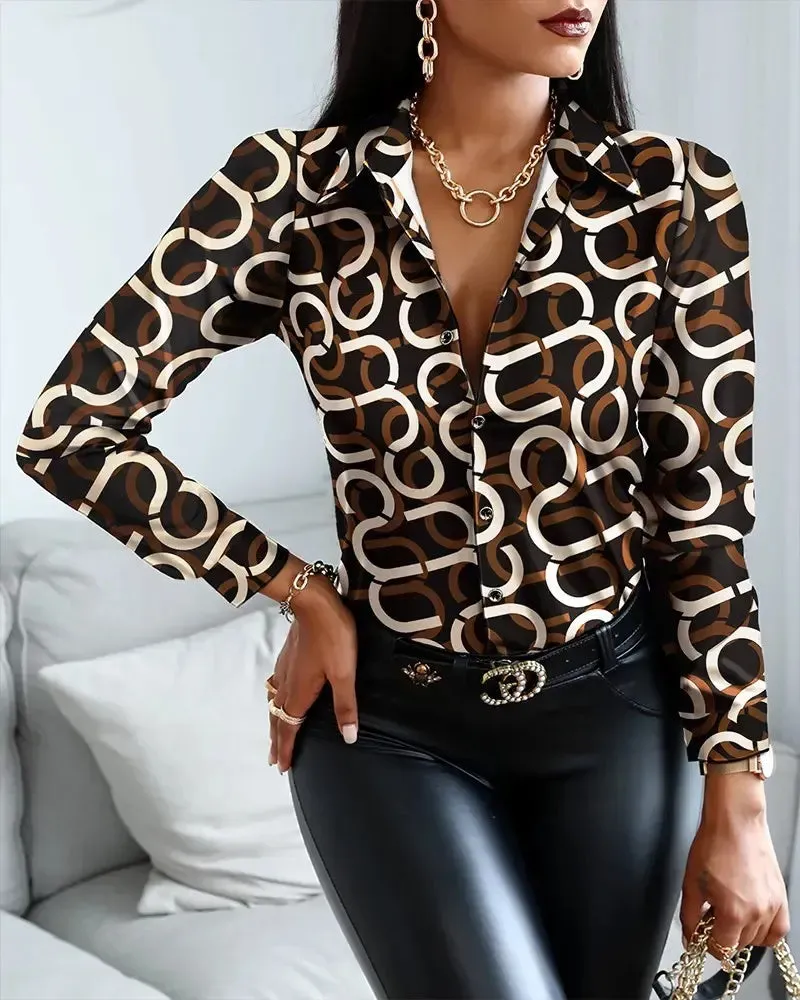 Xieyinshe - All Over Print Long Sleeve Button Down Shirt