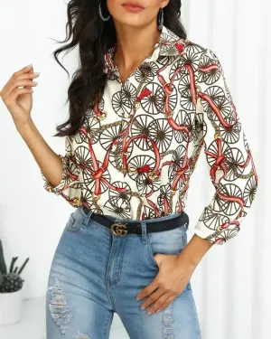 Xieyinshe - Chain Print Long Sleeve Shirt