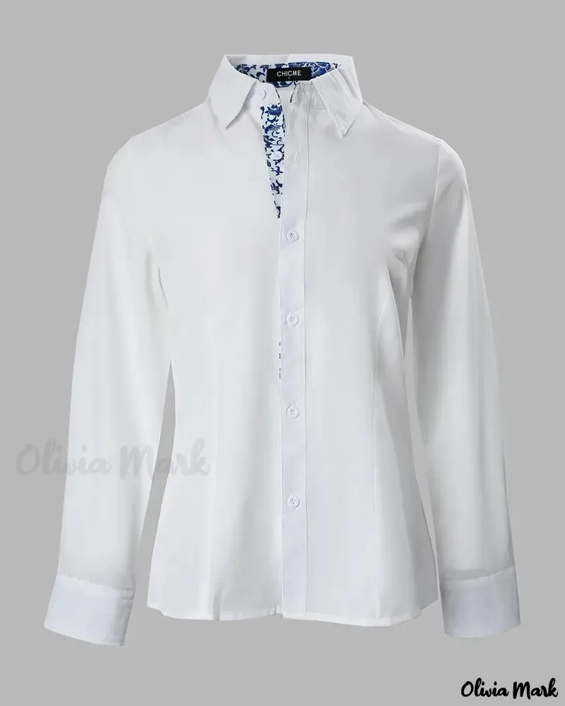 Xieyinshe - Floral Print Long Sleeve Button Down Shirt
