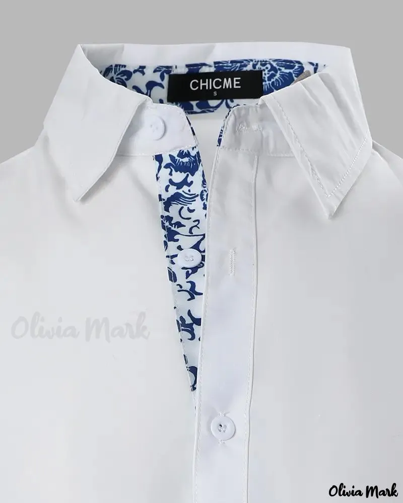 Xieyinshe - Floral Print Long Sleeve Button Down Shirt