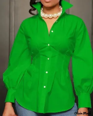 Xieyinshe - Long sleeve button down shirt with corset