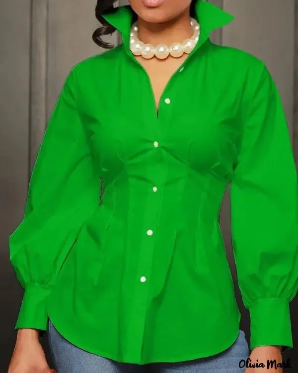 Xieyinshe - Long sleeve button down shirt with corset