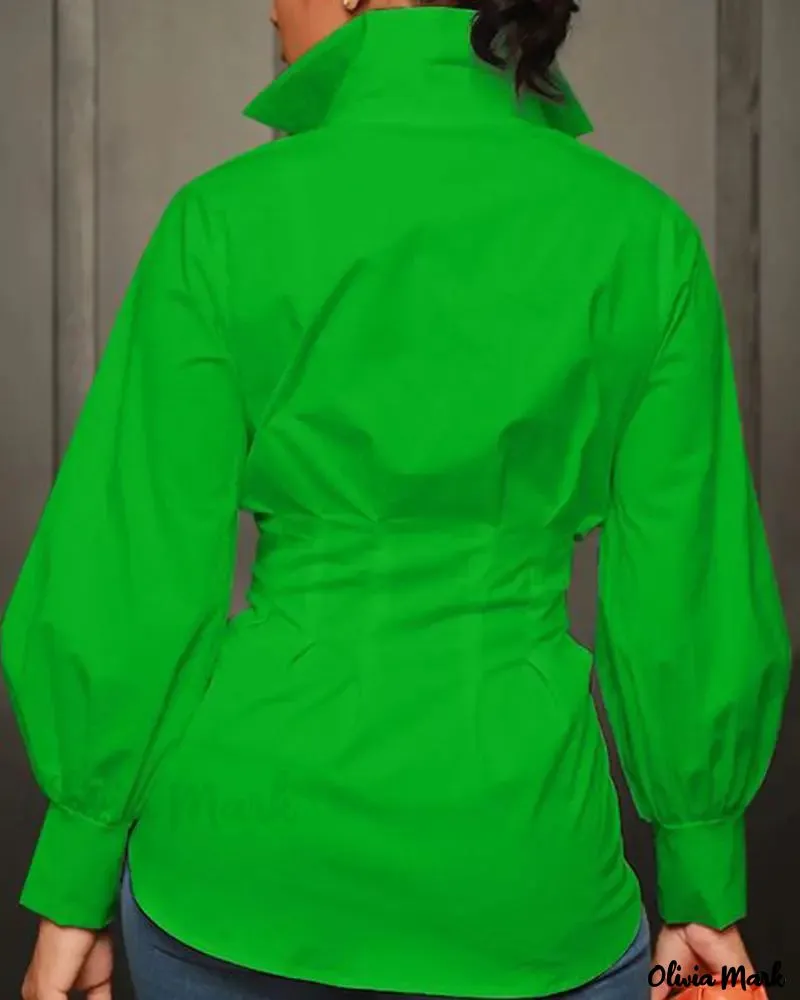 Xieyinshe - Long sleeve button down shirt with corset