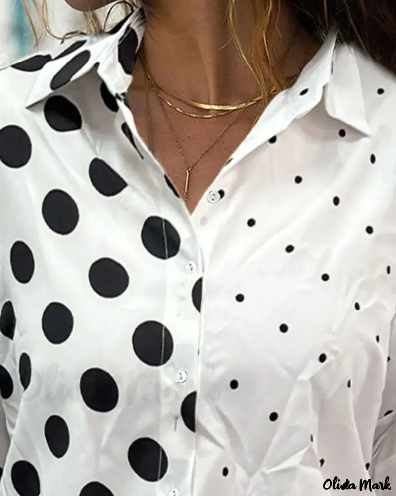 Xieyinshe - Polka Dot Long Sleeve Shirt