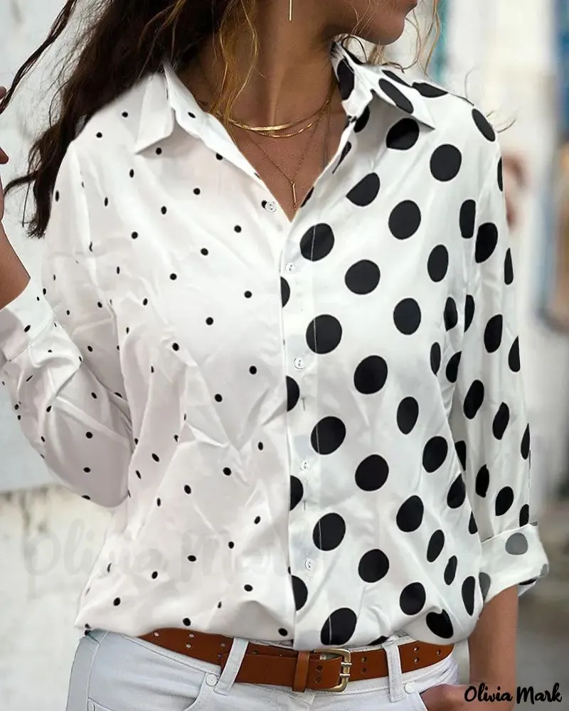 Xieyinshe - Polka Dot Long Sleeve Shirt