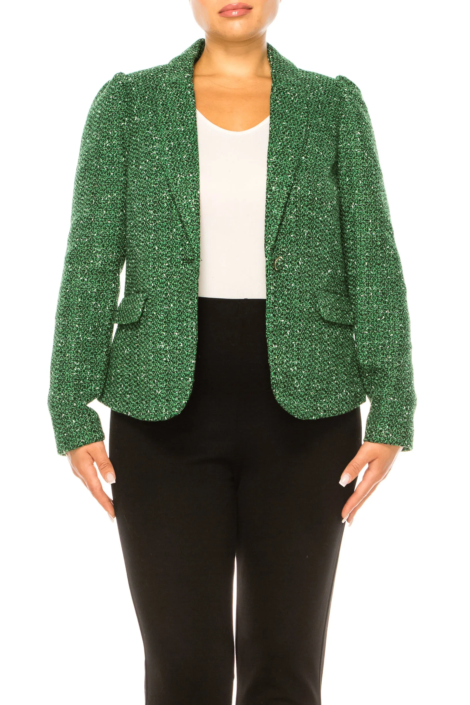 Zac & Rachel Single-Button Tweed Blazer Jacket