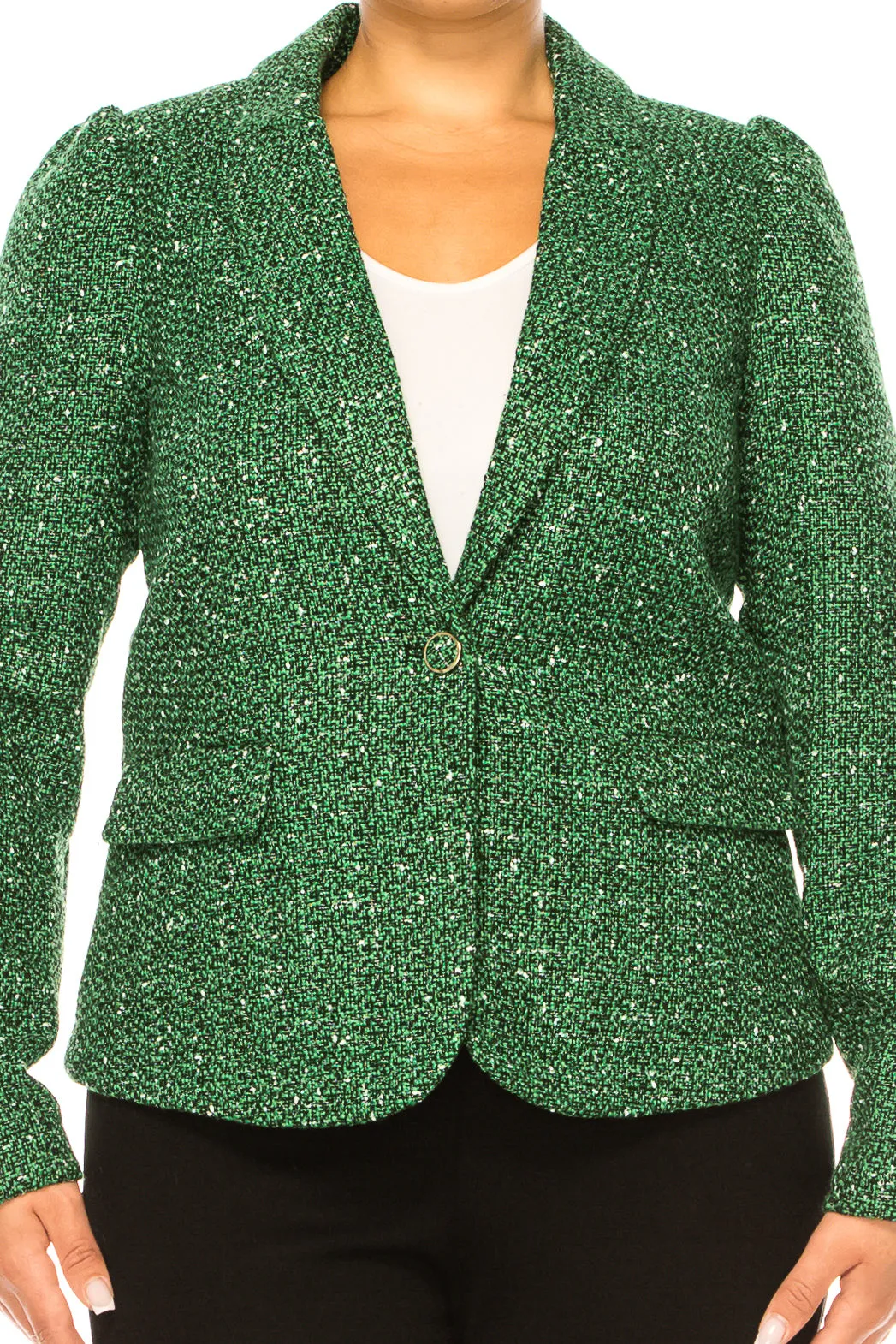 Zac & Rachel Single-Button Tweed Blazer Jacket