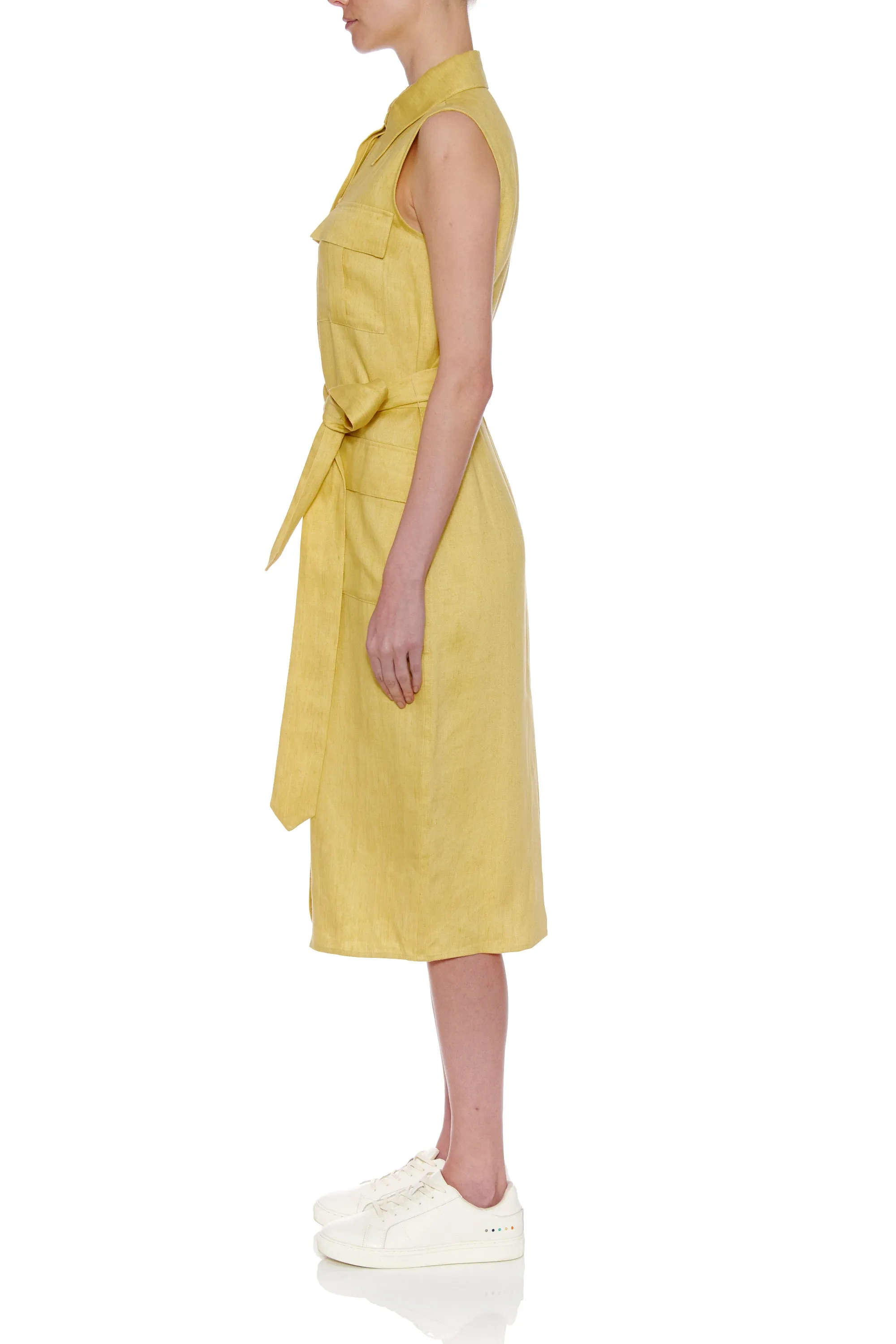 Zaragoza Dress - Sleeveless shirt midi dress in yellow