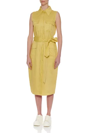 Zaragoza Dress - Sleeveless shirt midi dress in yellow