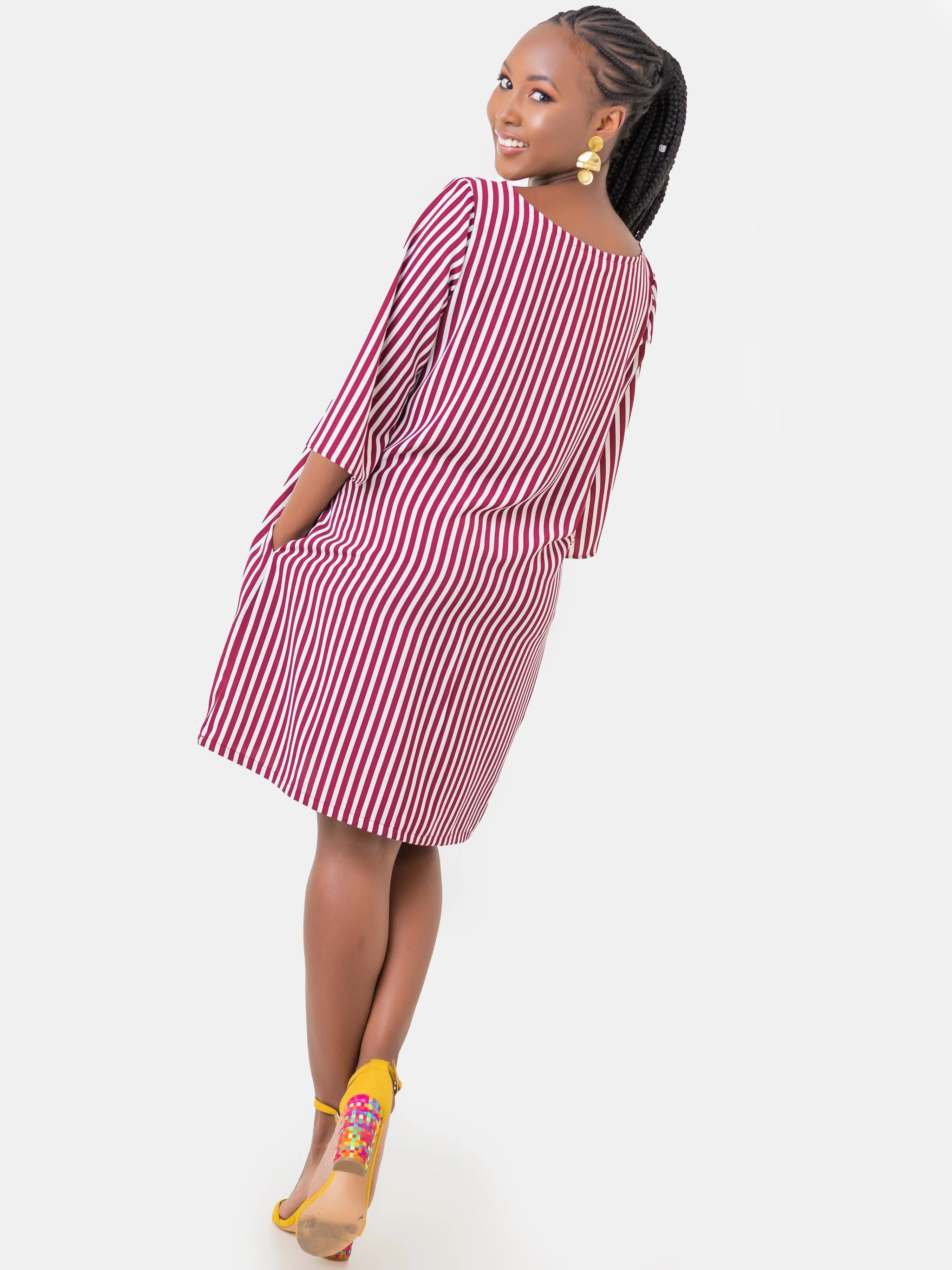 Zoya Basic Shift Dress - Pinstripes