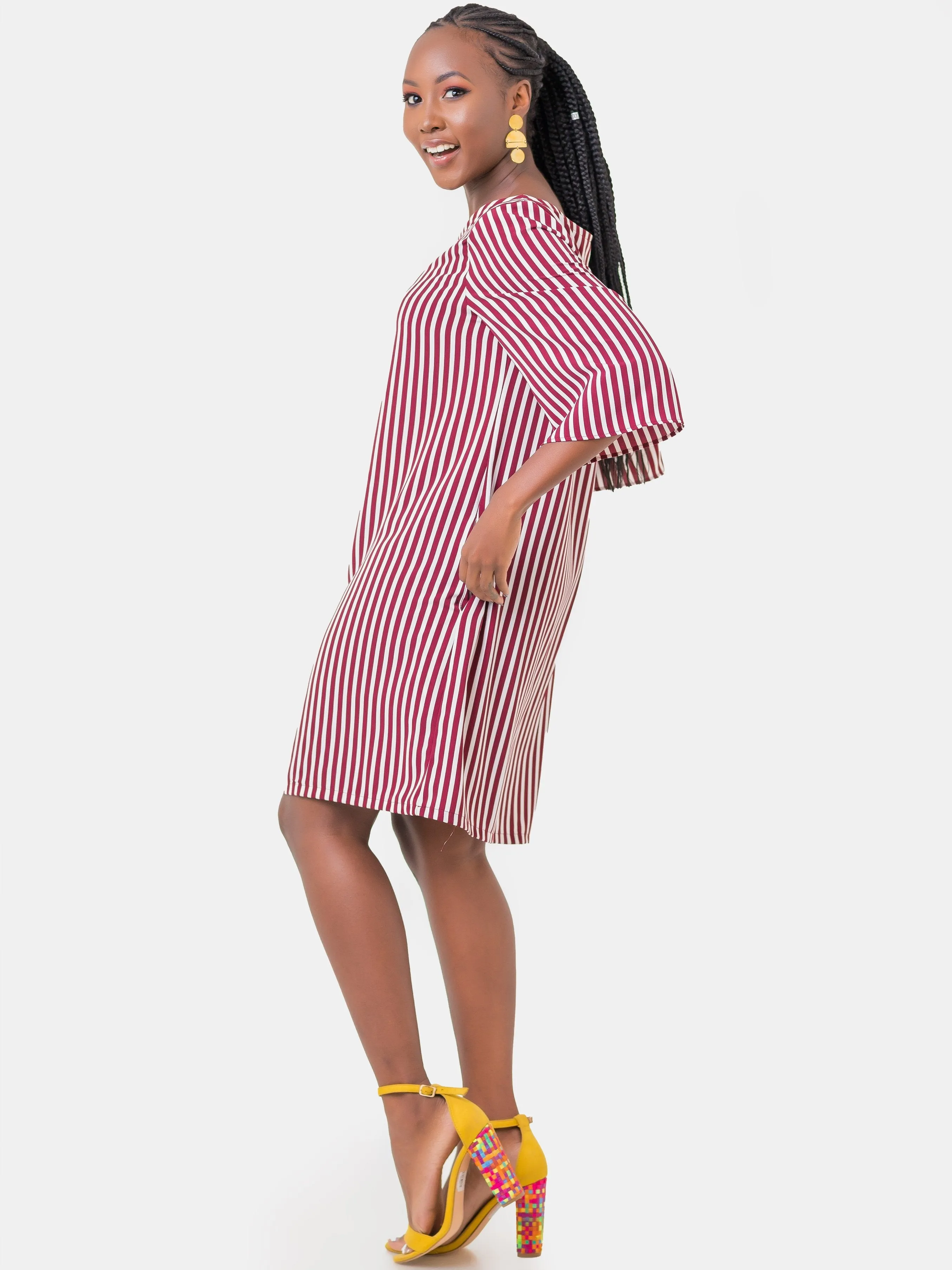 Zoya Basic Shift Dress - Pinstripes